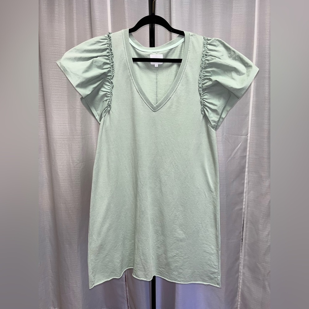 Sundays by We Are Sundays Chloe Flutter Sleeves Dress Aqua Foam | size Small